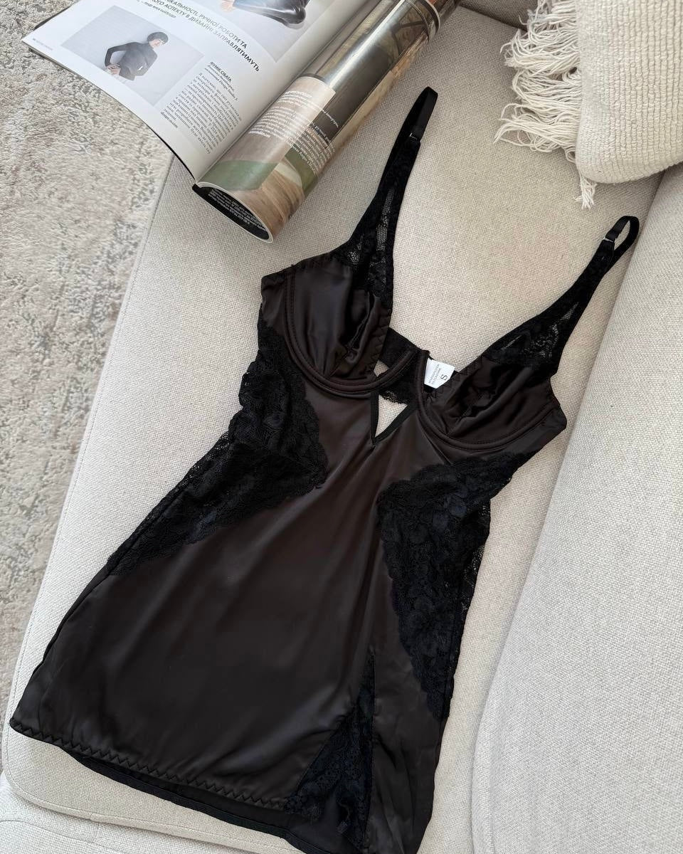 Noir Satin Elegance Set
