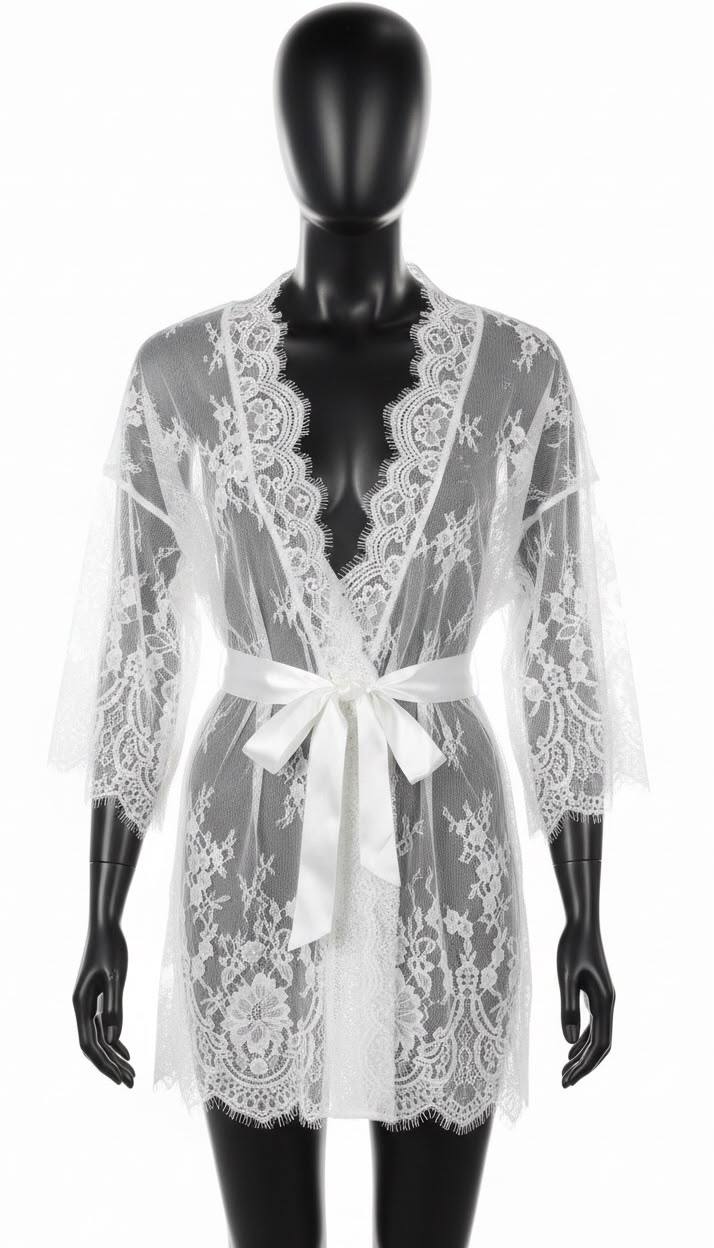 Čipkasti Kimono/Ogrtač – Bijeli