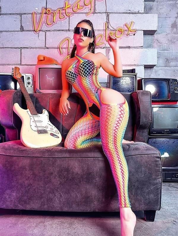 Rainbow Mesh Bodystocking