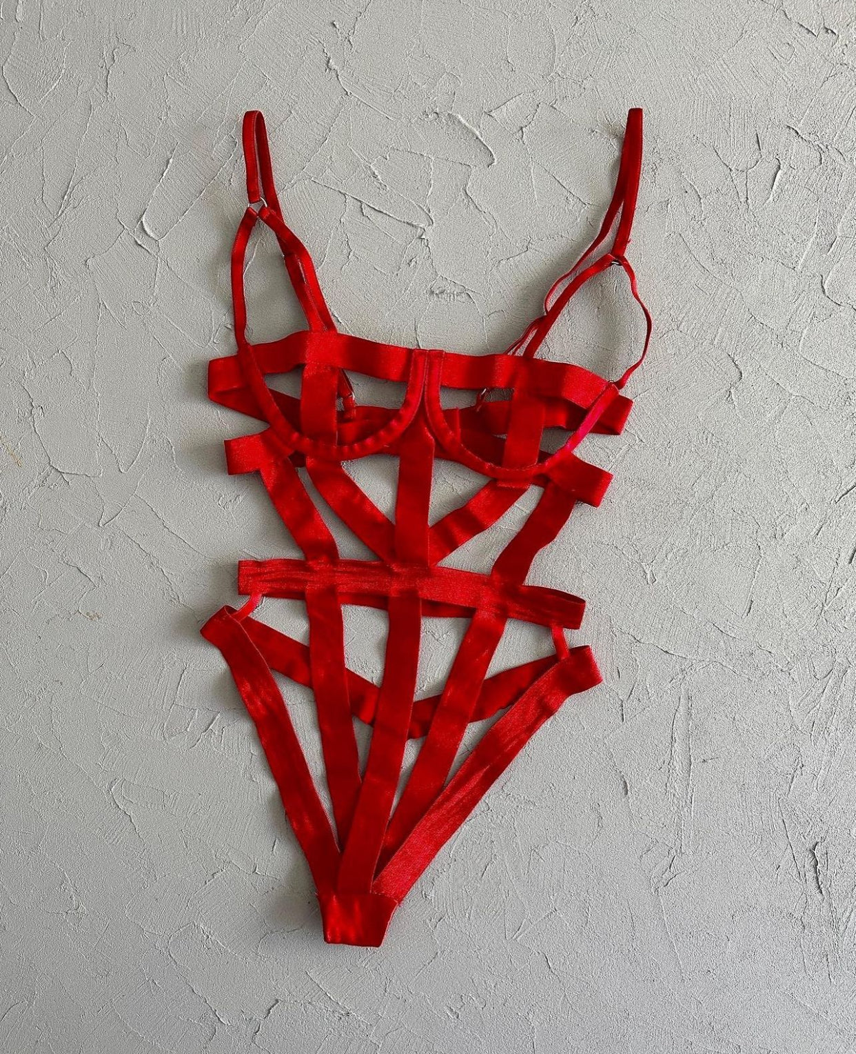 QUENN HARNESS BODYSUIT RED