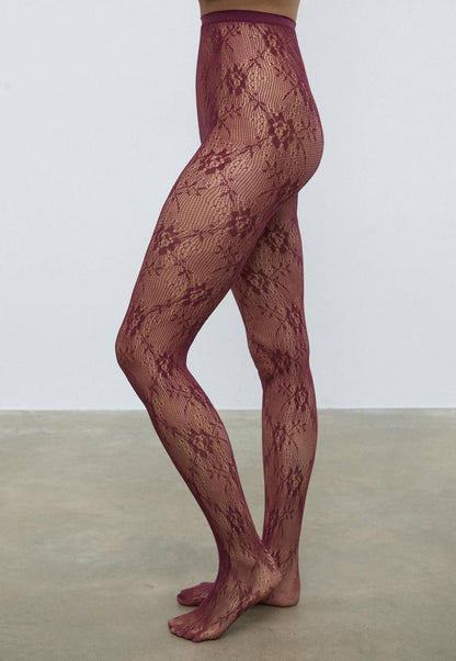 Crvene čipkaste mrežaste hulahopke