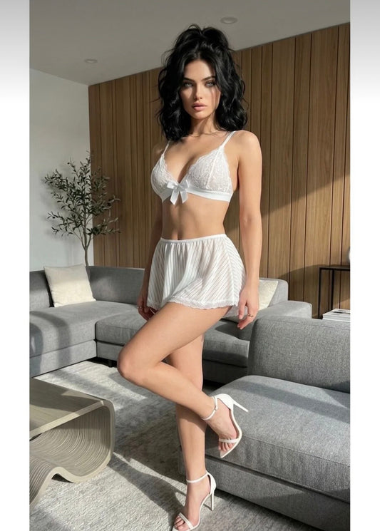 Bijeli Čipkasti Set