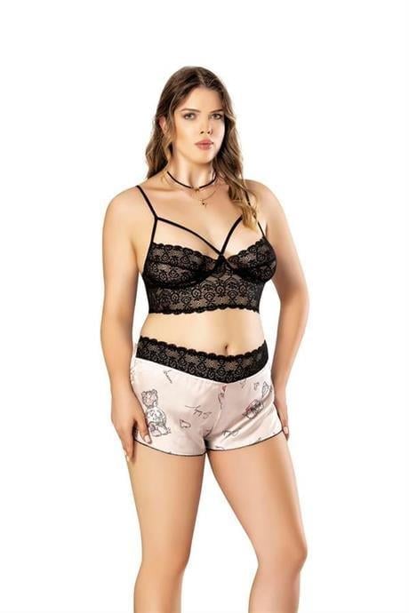 Plus Size Cipka & Print Set